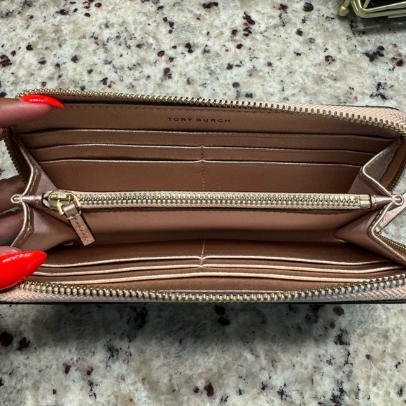 Tory Burch Charlie Zip Continental Wallet Rose Gold - Picture 3 of 7